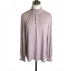 Adrianna Papell Women's Size Large Purple Black Long Sleeve Mock Neck Blouse Top